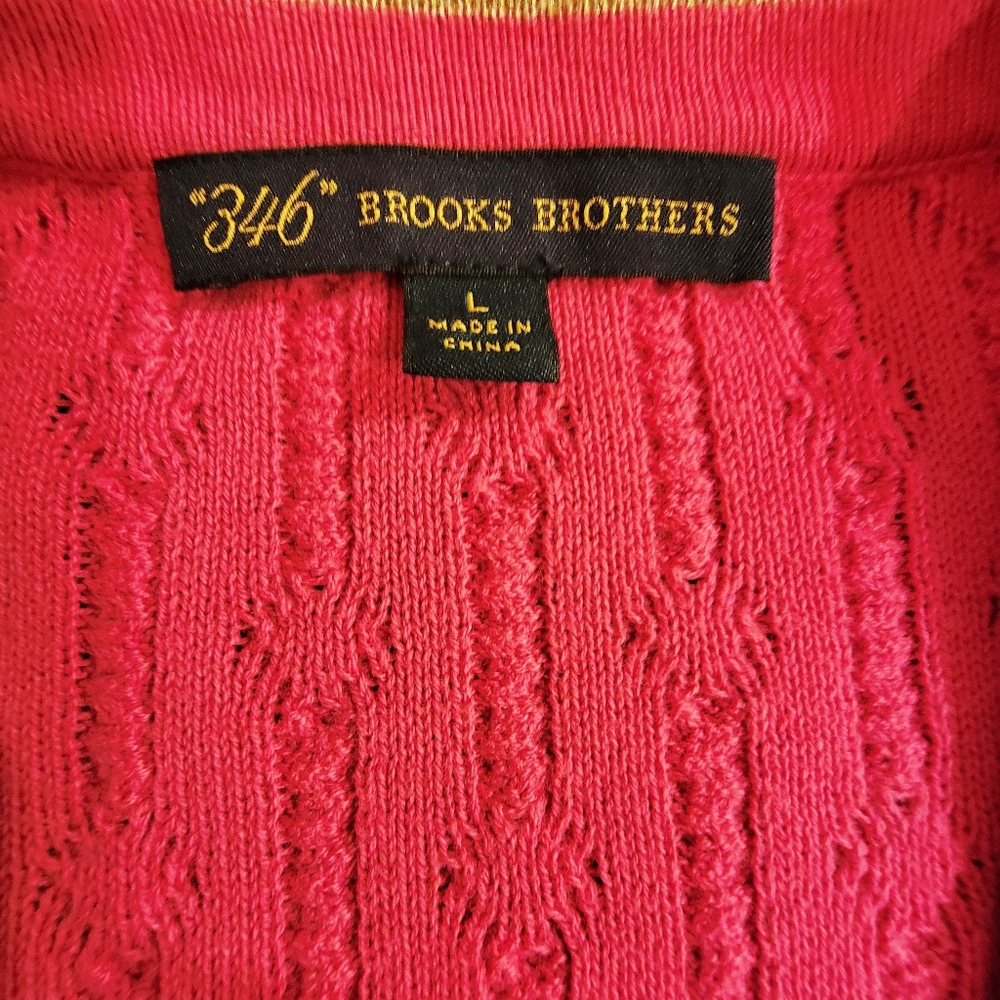 Preppy Brooks Brothers 346 Pink Gold Button Cardigan Large - Picture 6 of 11